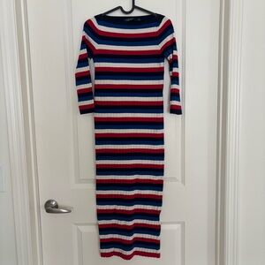 Ralph Lauren Long Sleeve Striped Dress - Red, Blue, White